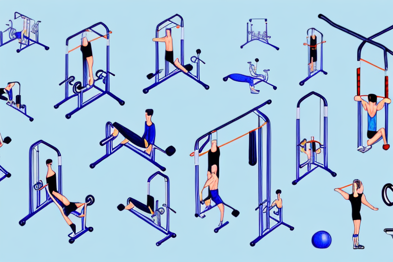 A person in a gym setting surrounded by fitness equipment