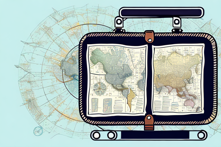 A traveler's suitcase with a map and compass